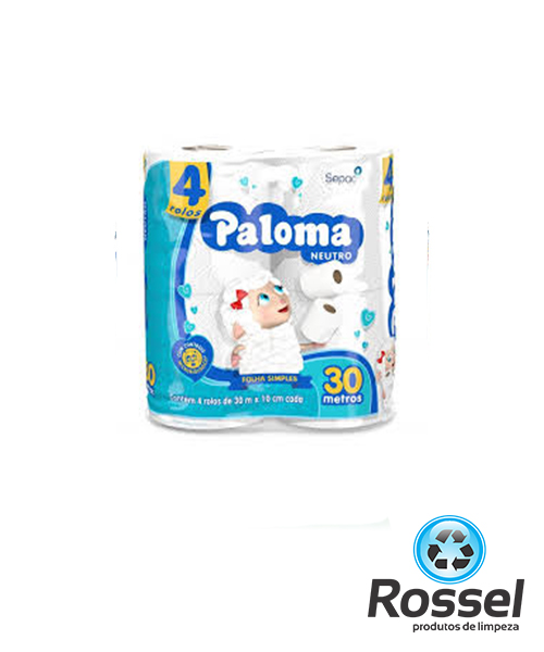 PAPEL HIGIÊNICO PALOMA FOLHA SIMPLES C/4 ROLOS